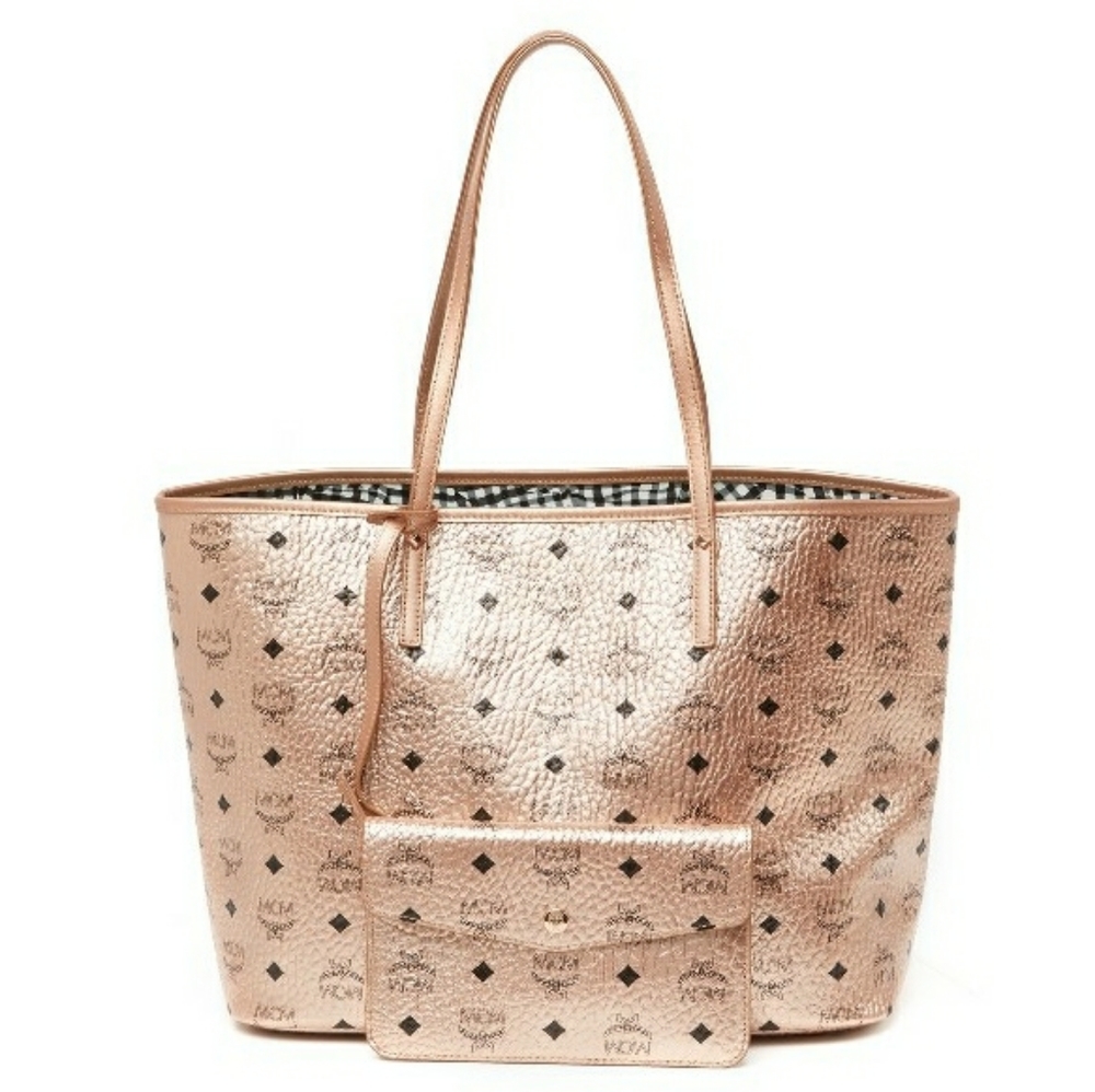 MCM Champagne Gold Reversable Tote W/ Wallet Pouch - Picture 4 of 11